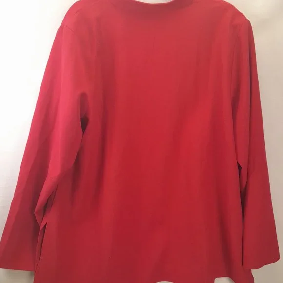 Red Botton Up Single Breasted Blouse - Susan Graver - Size XL - NeverWorn - Picture 2 of 4